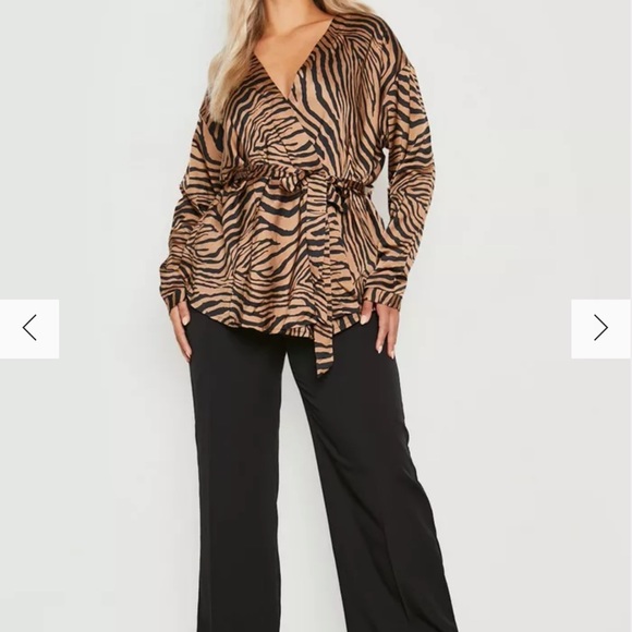 Boohoo Zebra Print Wrap Top Size 22 New With Tags - Picture 3 of 12